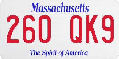 MA license plate 260QK9