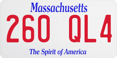 MA license plate 260QL4
