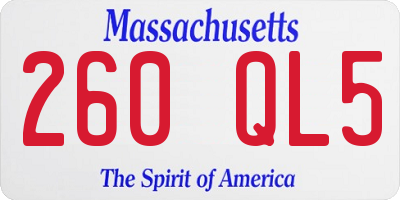 MA license plate 260QL5