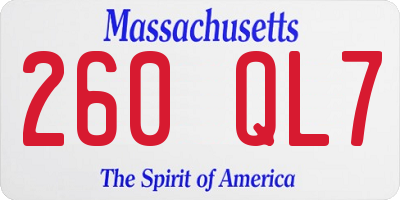 MA license plate 260QL7