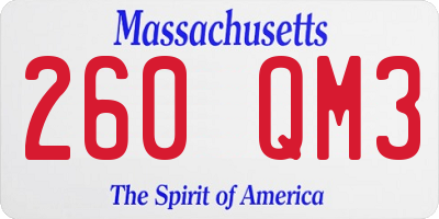 MA license plate 260QM3