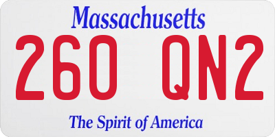 MA license plate 260QN2
