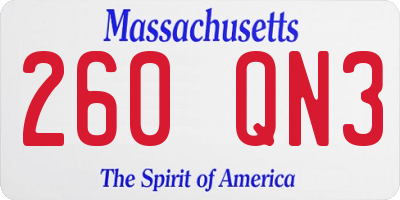 MA license plate 260QN3