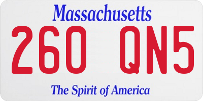 MA license plate 260QN5