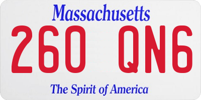 MA license plate 260QN6