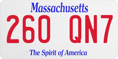 MA license plate 260QN7