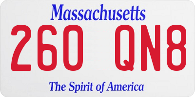 MA license plate 260QN8