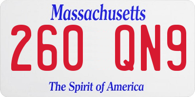 MA license plate 260QN9