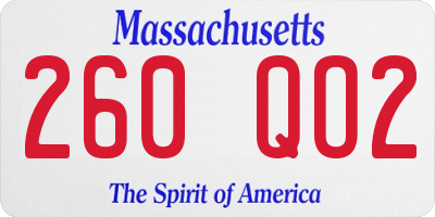 MA license plate 260QO2
