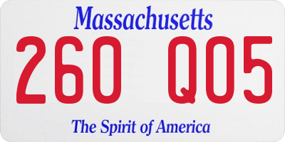 MA license plate 260QO5