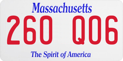MA license plate 260QO6