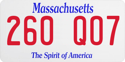 MA license plate 260QO7