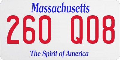 MA license plate 260QO8