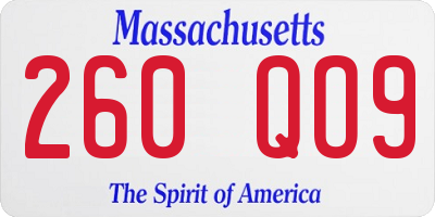 MA license plate 260QO9