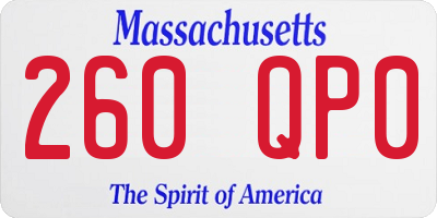 MA license plate 260QP0