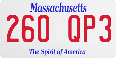 MA license plate 260QP3