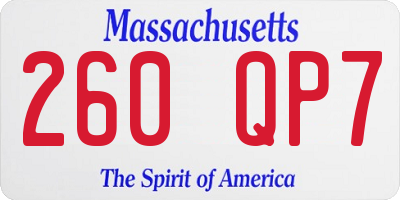 MA license plate 260QP7