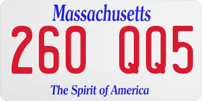 MA license plate 260QQ5