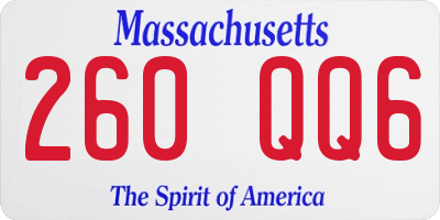 MA license plate 260QQ6