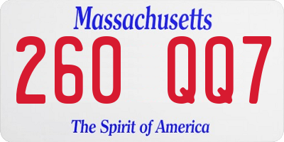 MA license plate 260QQ7