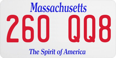 MA license plate 260QQ8