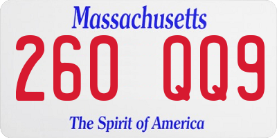 MA license plate 260QQ9