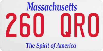 MA license plate 260QR0