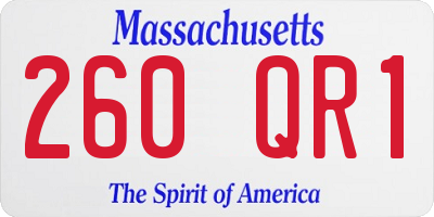 MA license plate 260QR1