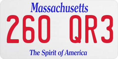 MA license plate 260QR3