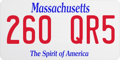 MA license plate 260QR5