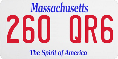 MA license plate 260QR6
