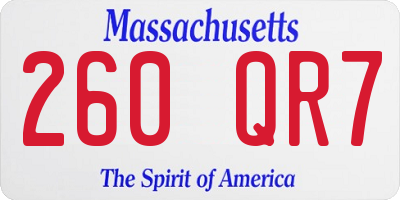 MA license plate 260QR7