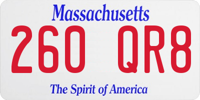 MA license plate 260QR8