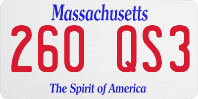 MA license plate 260QS3