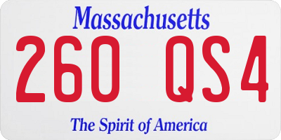 MA license plate 260QS4