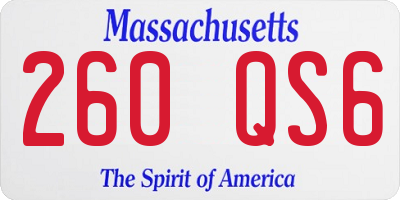 MA license plate 260QS6