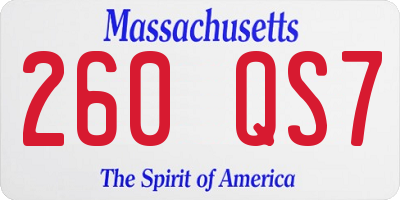 MA license plate 260QS7