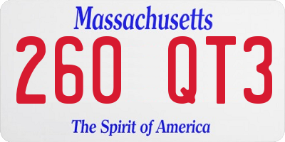 MA license plate 260QT3