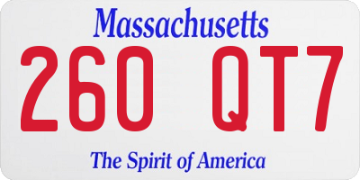MA license plate 260QT7