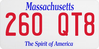 MA license plate 260QT8