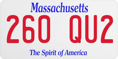 MA license plate 260QU2
