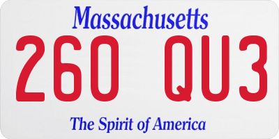 MA license plate 260QU3