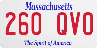 MA license plate 260QV0