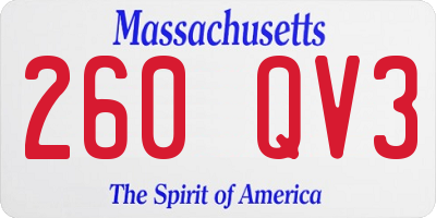 MA license plate 260QV3