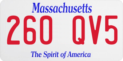 MA license plate 260QV5