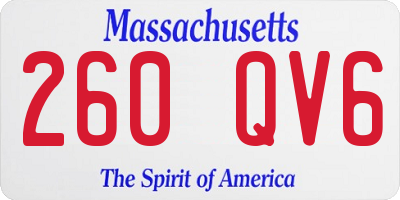 MA license plate 260QV6