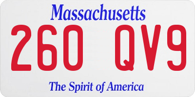 MA license plate 260QV9