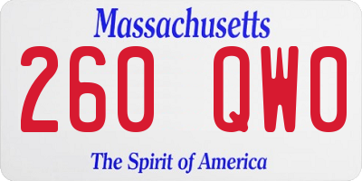 MA license plate 260QW0