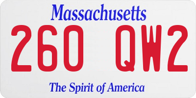 MA license plate 260QW2