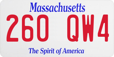 MA license plate 260QW4